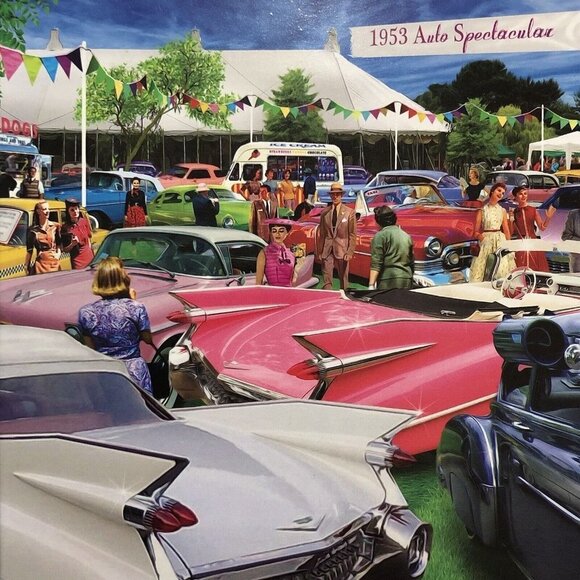 Big Ben Vintage Classic Car Show 1953 Puzzle 1000 Pcs Jigsaw Automobile Vehicle - Picture 3 of 9